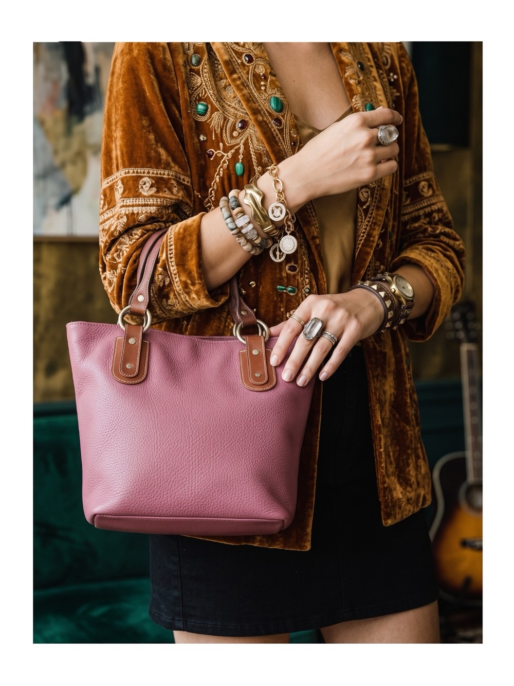 Vintage: Maurizio Taiuti 𖦹 Top Handle Mini Bag Handbag 𖦹 Pink Leather 𖦹 Italy 𖦹